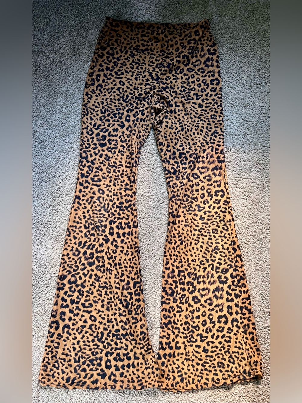 Leopard Print Flare Wide-Leg Jeans - Black on Tan